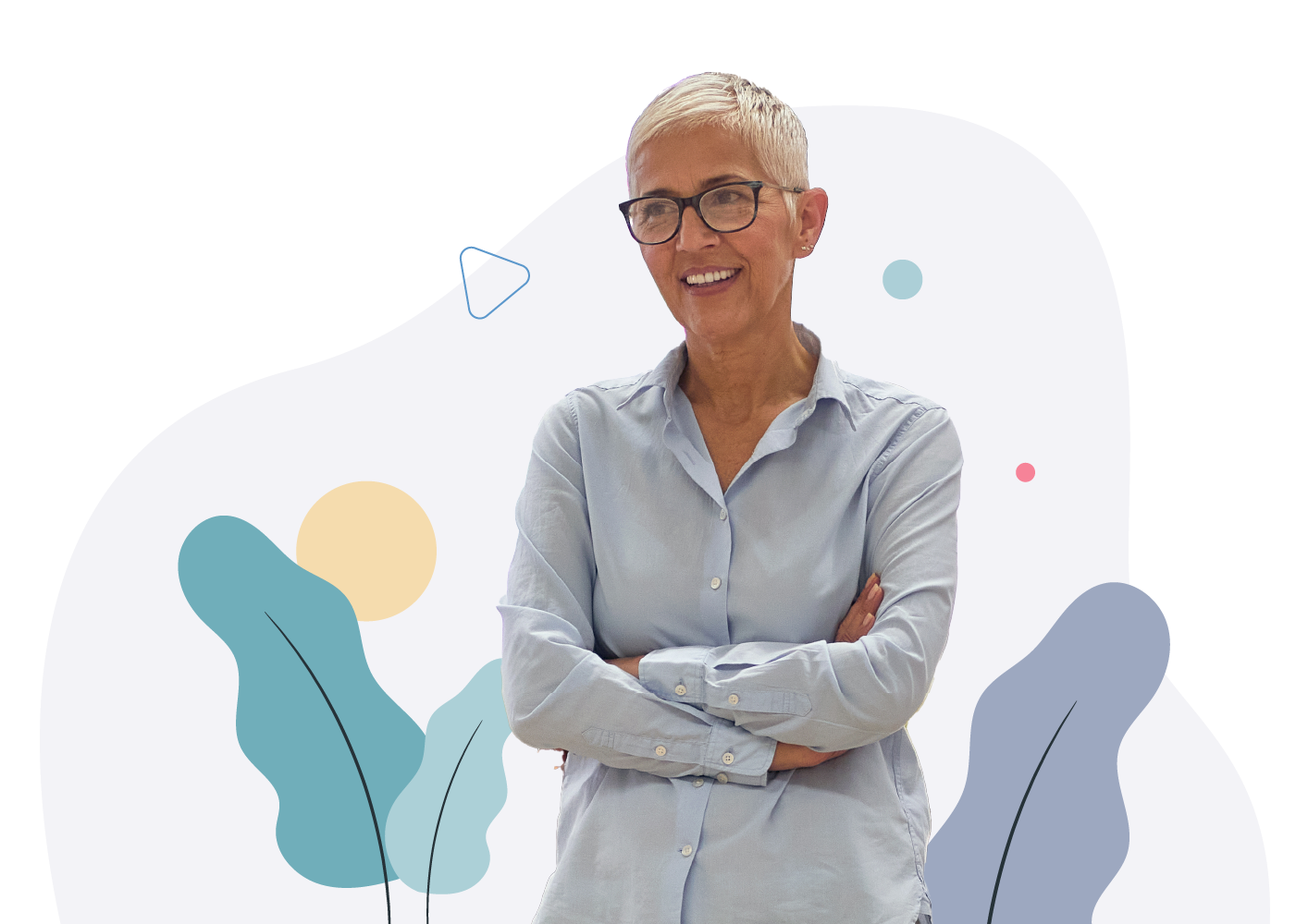 College professor with arms crossed